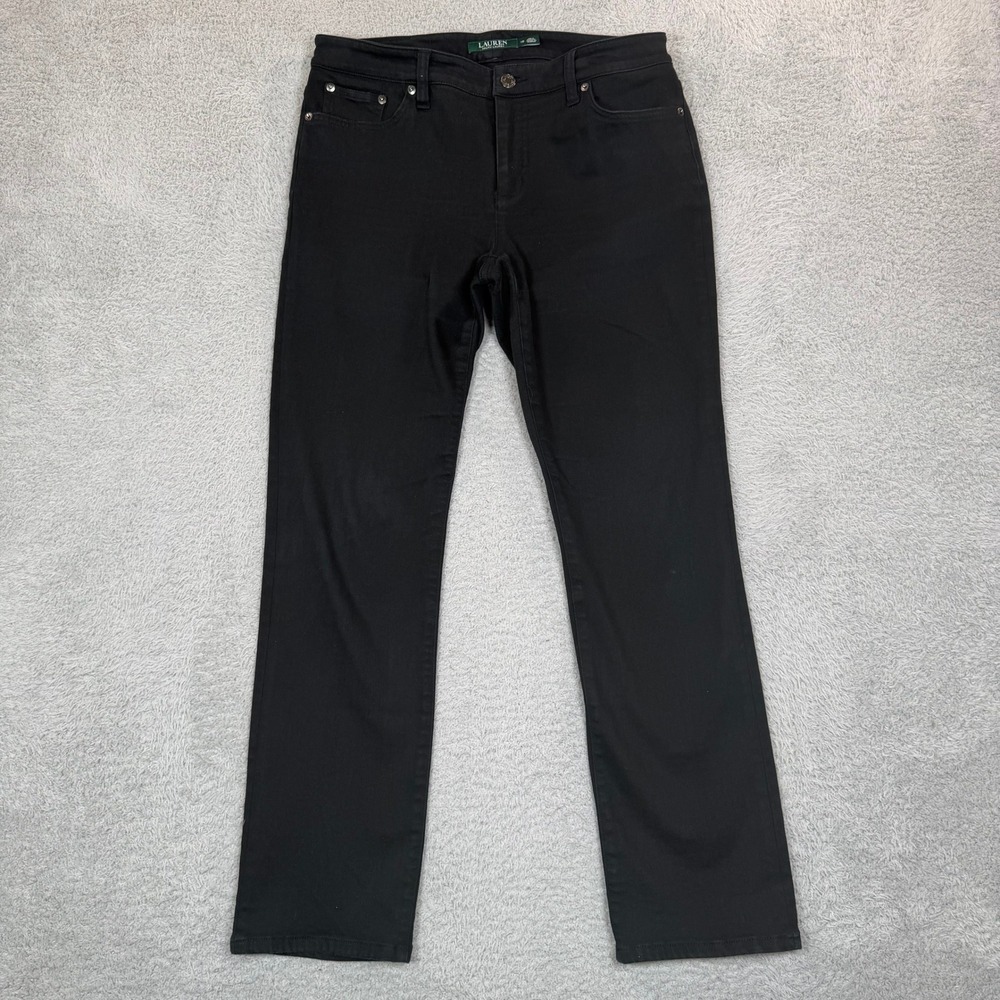 Lauren Ralph Lauren Modern Straight Curvy Black Jeans Womens 10 Stretch Pants